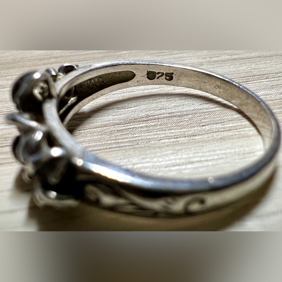 Vintage Sterling Silver Native American Cubic Zirconia Plumeria Ring, Size 8 - Picture 7 of 10